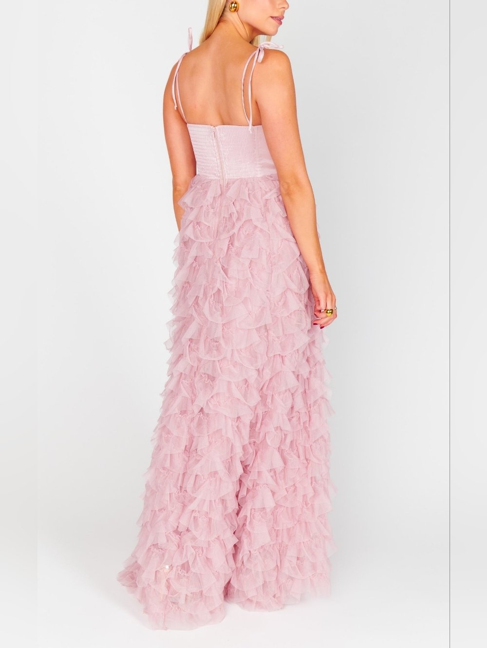 Show Me Your MuMu Francesca Maxi Ballet Slipper Ruffle Tulle Dress S Party Prom - Picture 5 of 10